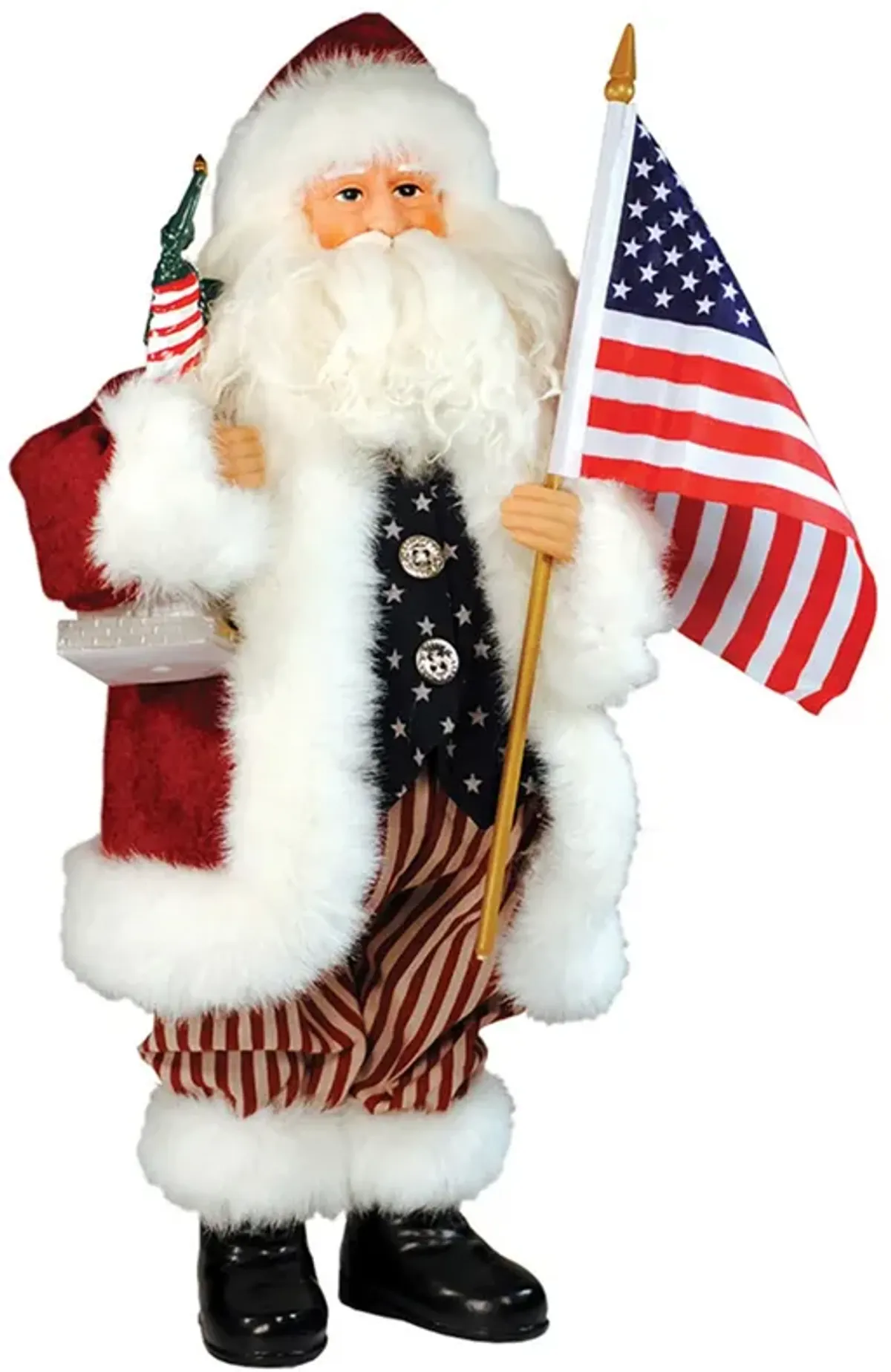 15.25" Patriotic Standing Santa Christmas Figurine with Lady Liberty