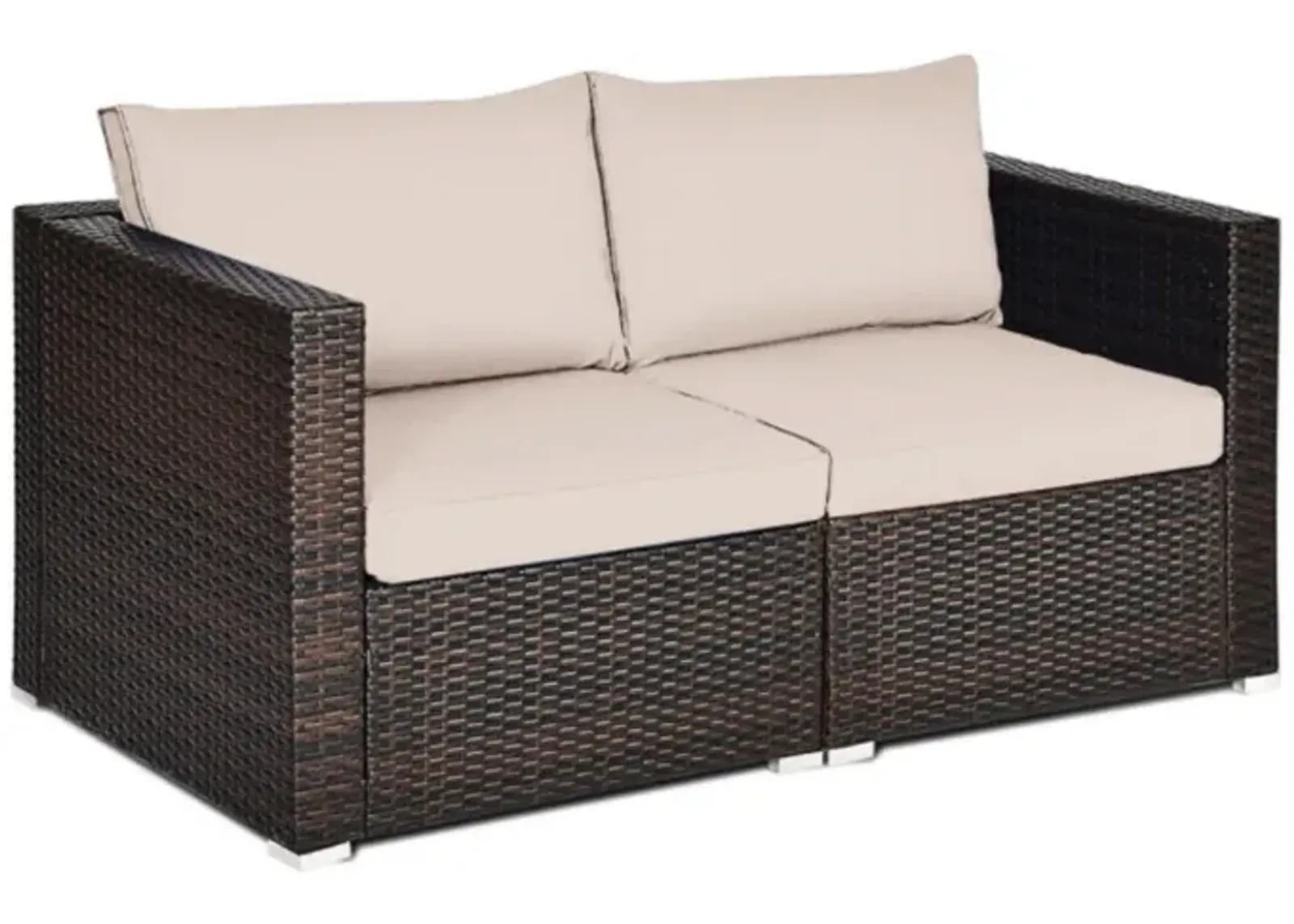 Hivvago 2PCS Patio Rattan Sectional Conversation Sofa Set