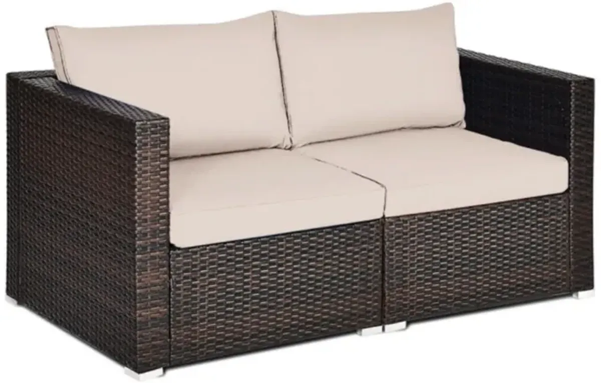 Hivvago 2PCS Patio Rattan Sectional Conversation Sofa Set