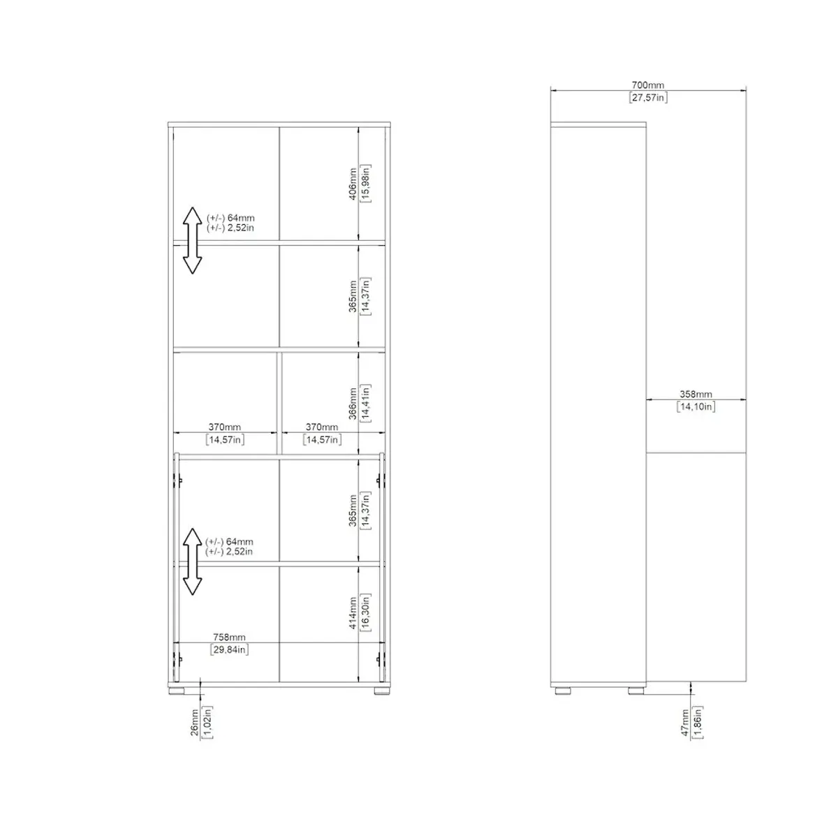 Tvilum 6 Shelf Boockase with 2 Doors, Home Office Storage