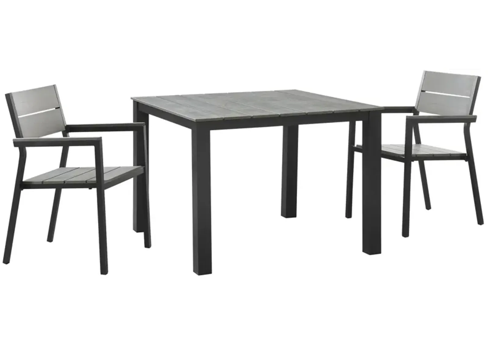 Maine 3 Piece Outdoor Patio Dining Set - Brown Gray