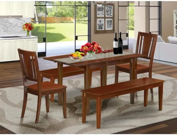 5 PC dinette set for small spaces - Table plus 2 Kitchen Chairs and 2 Benches