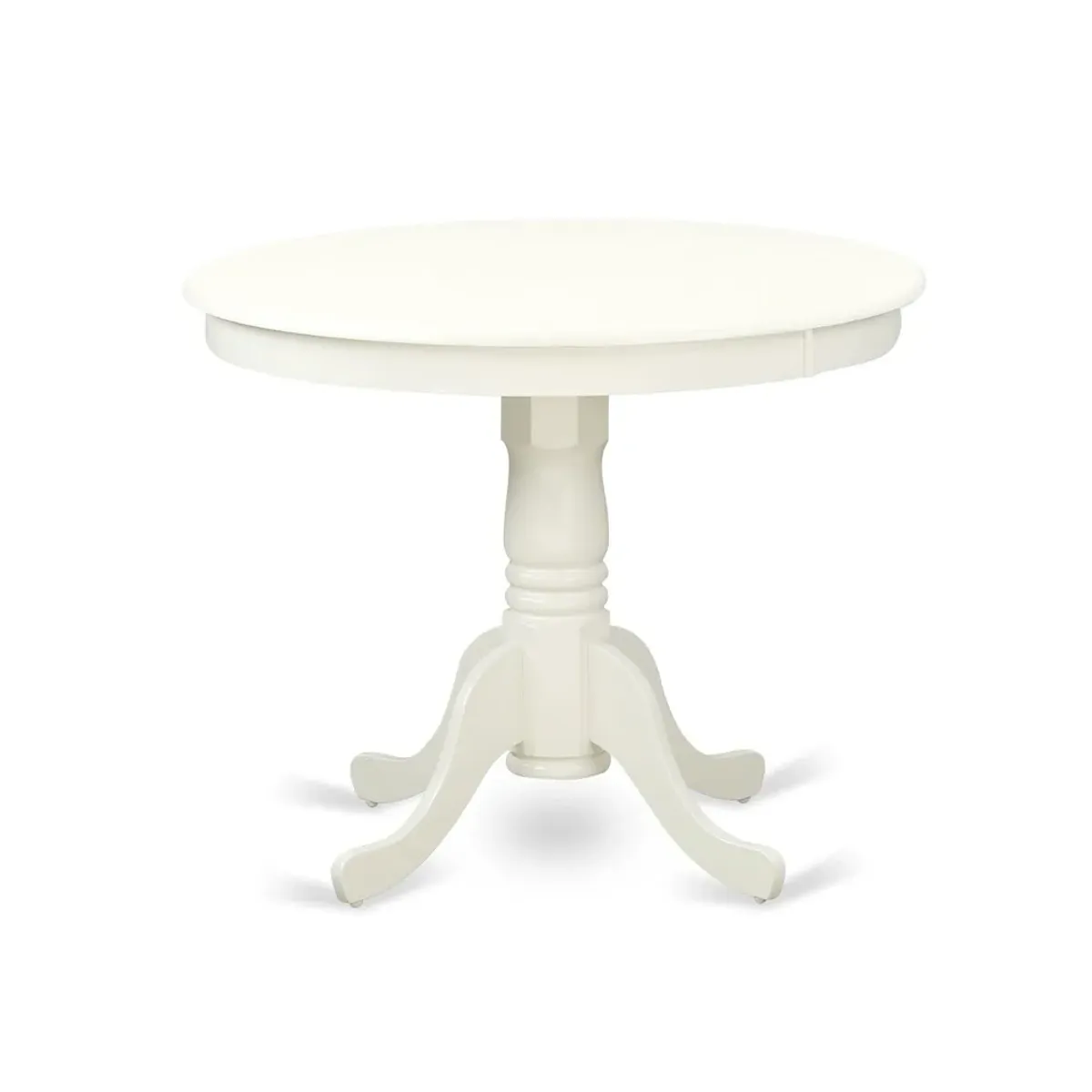ANT-LWH-TP Antique Dining Room Table - a Round kitchen Table Top with Pedestal Base, 36x36 Inch, Linen White