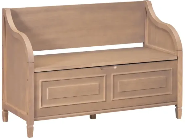 Solid Wood Storage Bench with Hinged Lid for Entryway or Bedroom