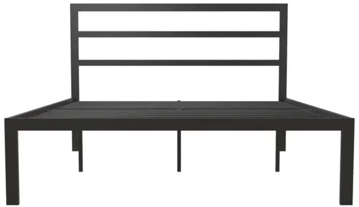 Hivvago Queen Black Metal Platform Bed Frame with Headboard Included