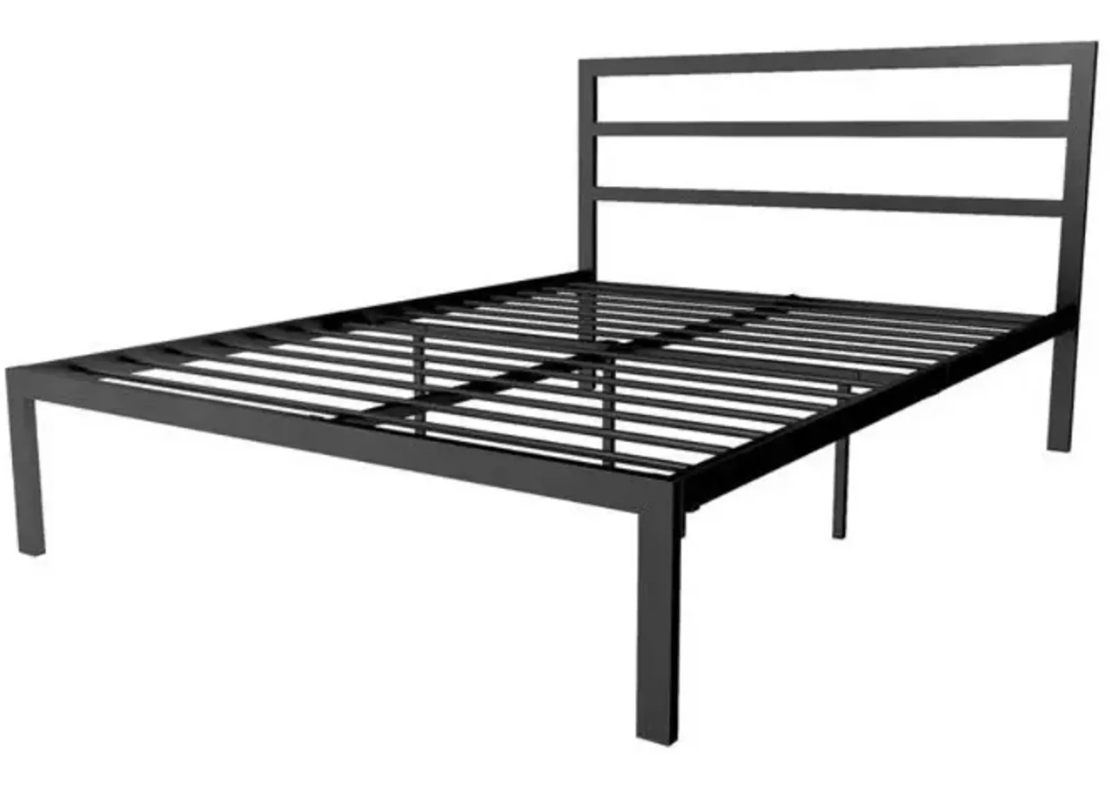 Hivvago Queen Black Metal Platform Bed Frame with Headboard Included