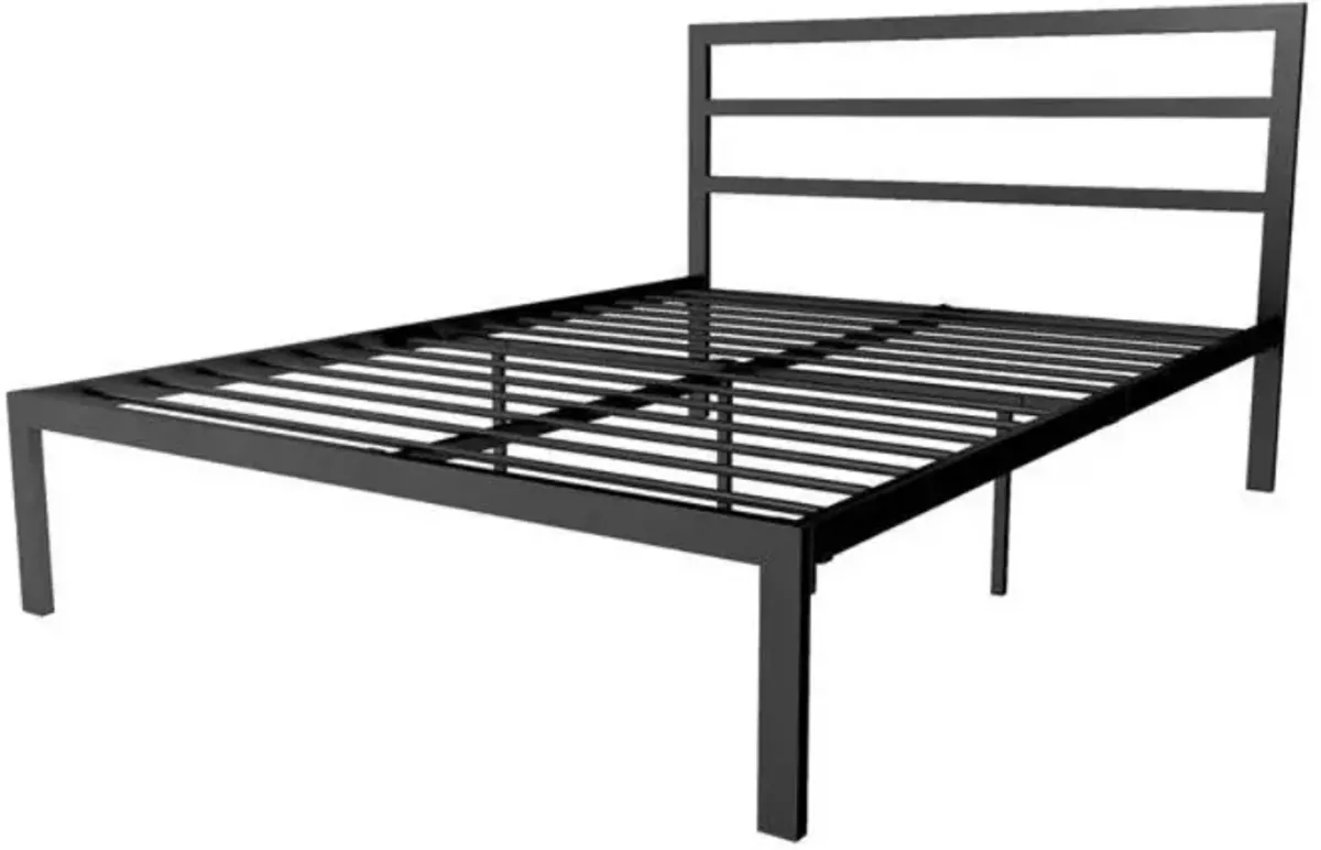 Hivvago Queen Black Metal Platform Bed Frame with Headboard Included