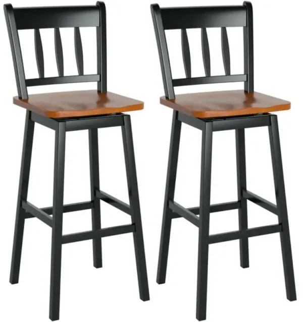 Hivvago Set of 2 Swivel Bar Stools with 360° Swiveling