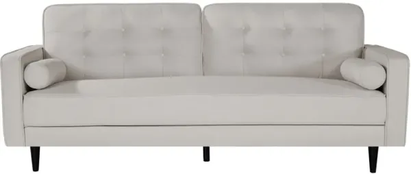 Modern Fabric Sofa, Square Armrest (White)