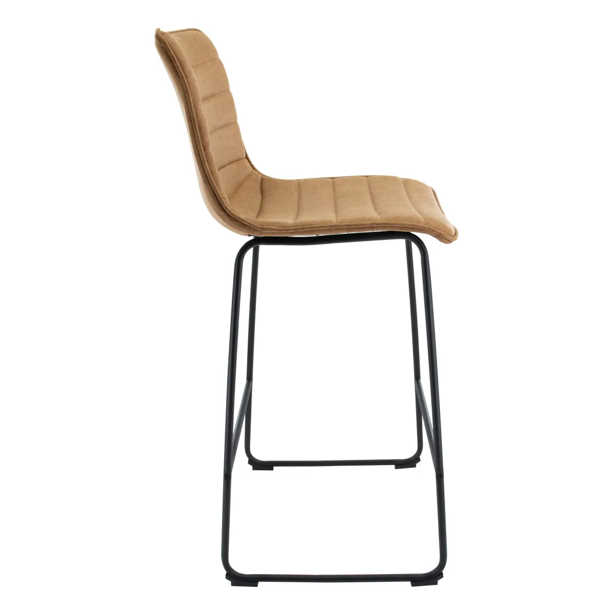 LeisureMod Brooklyn Modern Leather Bar Stool with Footrest in Light Brown