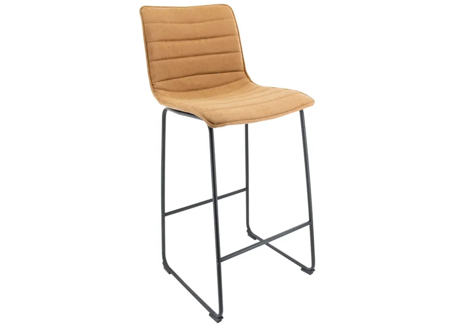 LeisureMod Brooklyn Modern Leather Bar Stool with Footrest in Light Brown