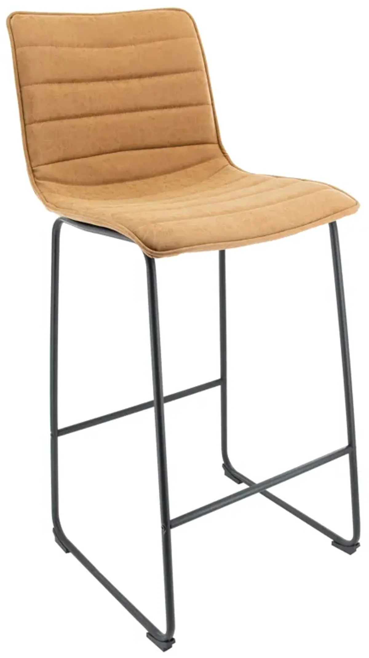 LeisureMod Brooklyn Modern Leather Bar Stool with Footrest in Light Brown