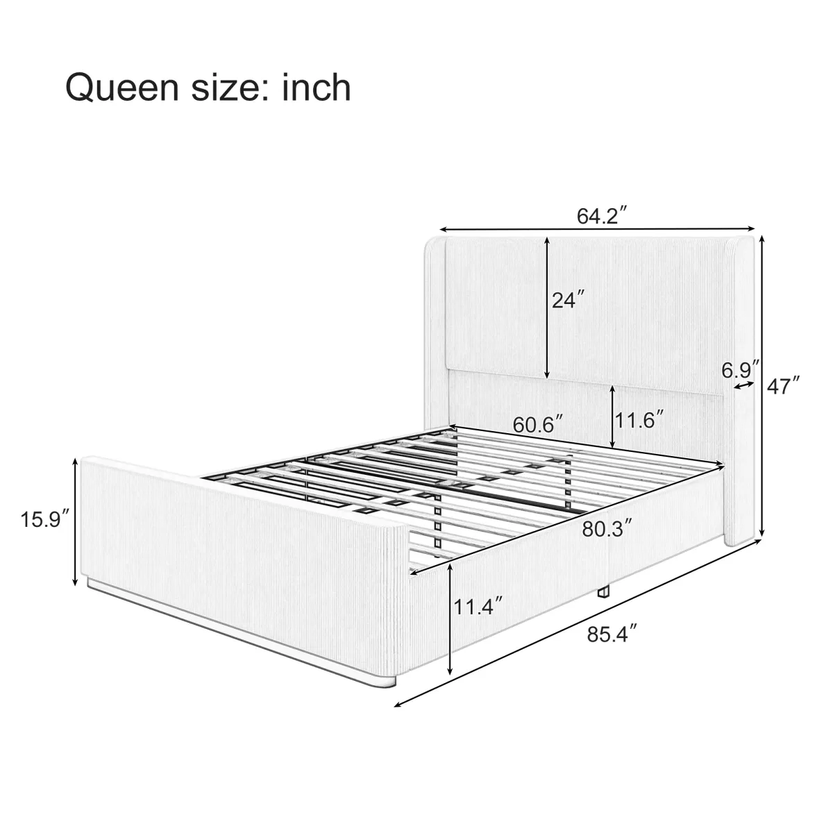 Merax Corduroy Upholstered Platform Bed Frame