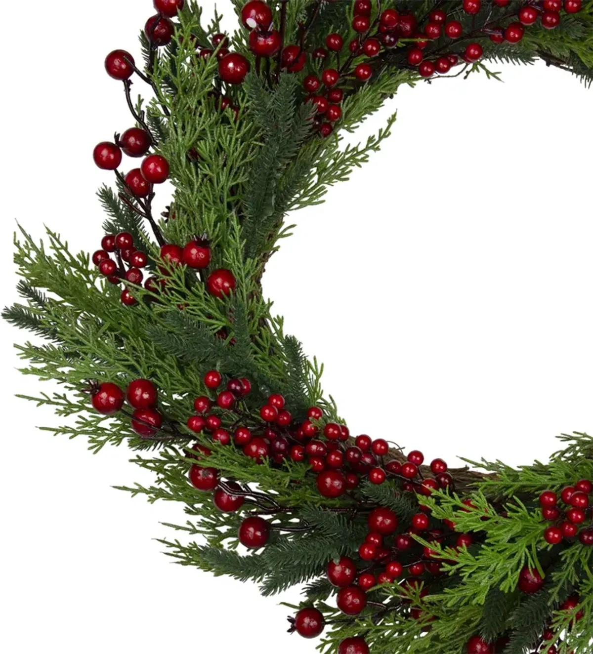 Mixed Pine and Berries Artificial Christmas Wreath - 26 inch  Unlit