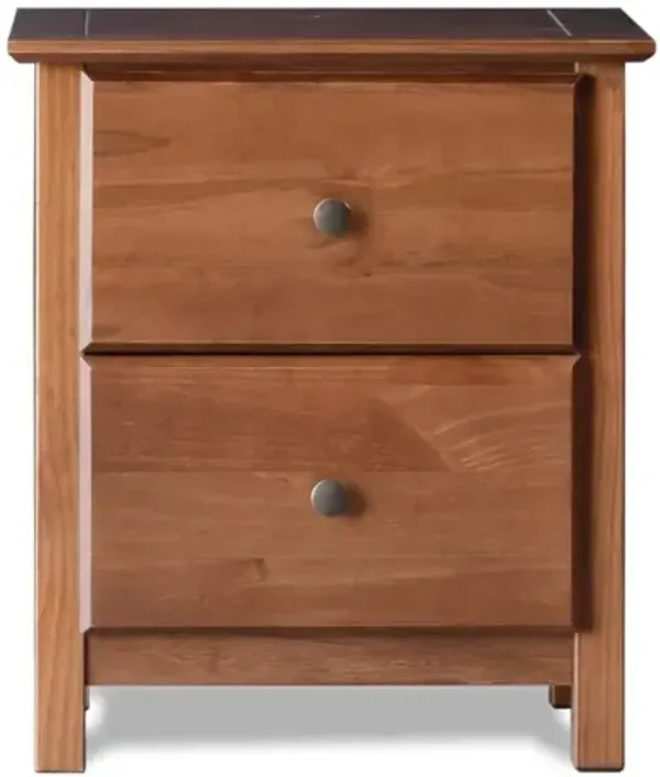 Farmhouse Solid Pine Wood Nightstand with 2 Storage Drawers For Bedroom