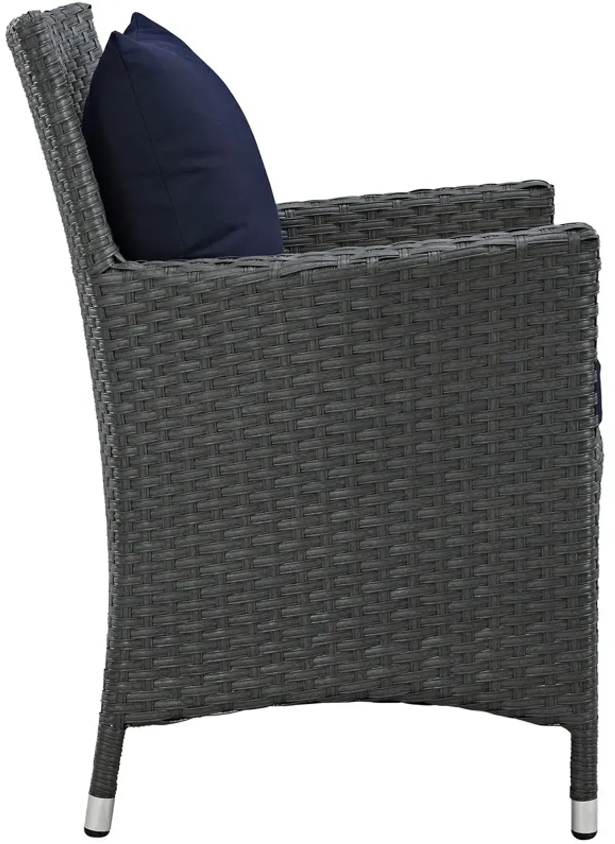 Modway Sojourn Wicker Rattan Outdoor Patio Sunbrella Fabric Dining Chair in Canvas Navy