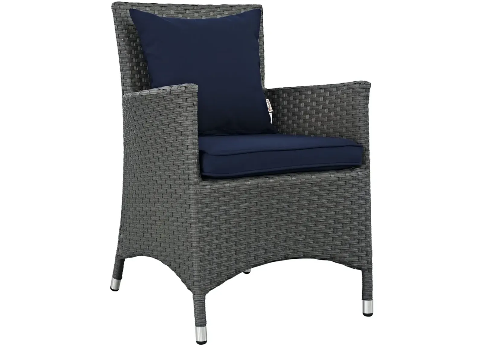 Modway Sojourn Wicker Rattan Outdoor Patio Sunbrella Fabric Dining Chair in Canvas Navy