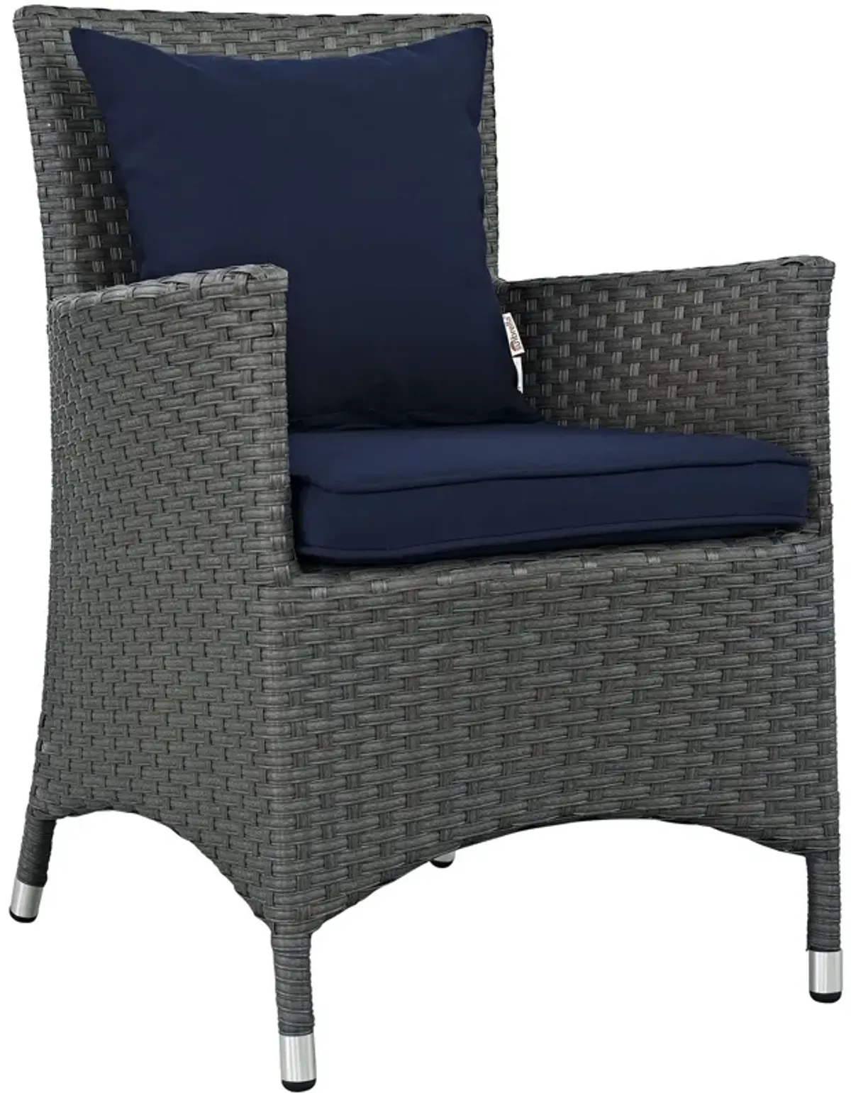 Modway Sojourn Wicker Rattan Outdoor Patio Sunbrella Fabric Dining Chair in Canvas Navy