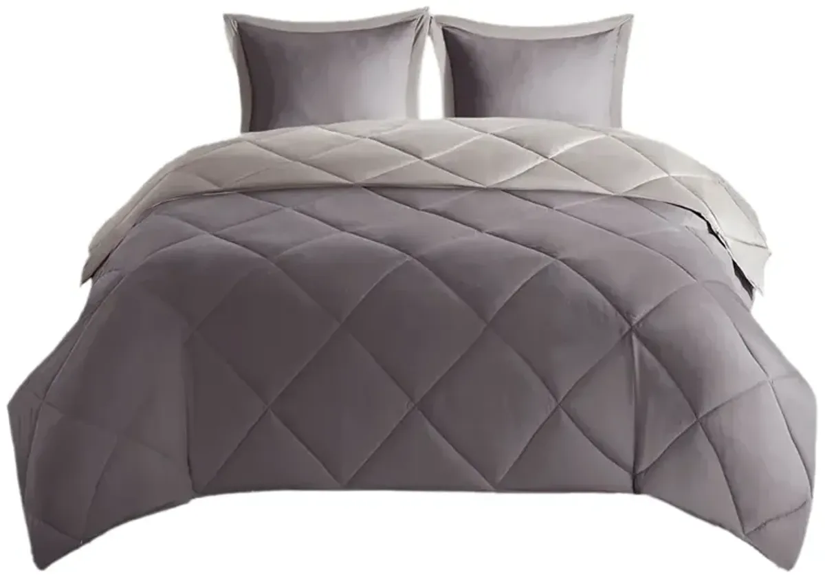 Gracie Mills Vicente Reversible Diamond Quilt Down Alternative Comforter Set with 3M Scotchgard Protection