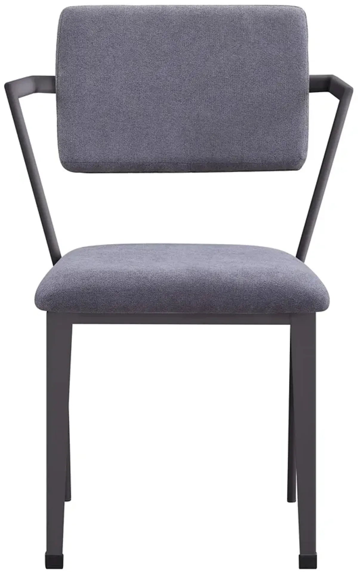 Metal Chair with Fabric Upholstered Seat and Back, Gray - Benzara