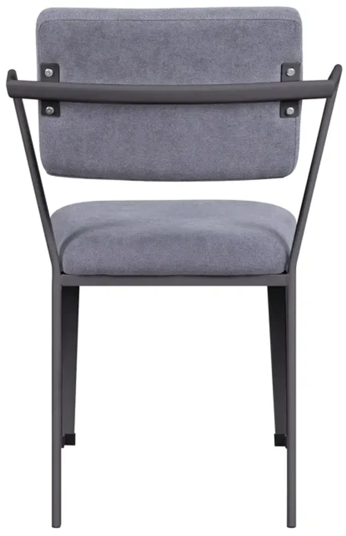 Metal Chair with Fabric Upholstered Seat and Back, Gray - Benzara