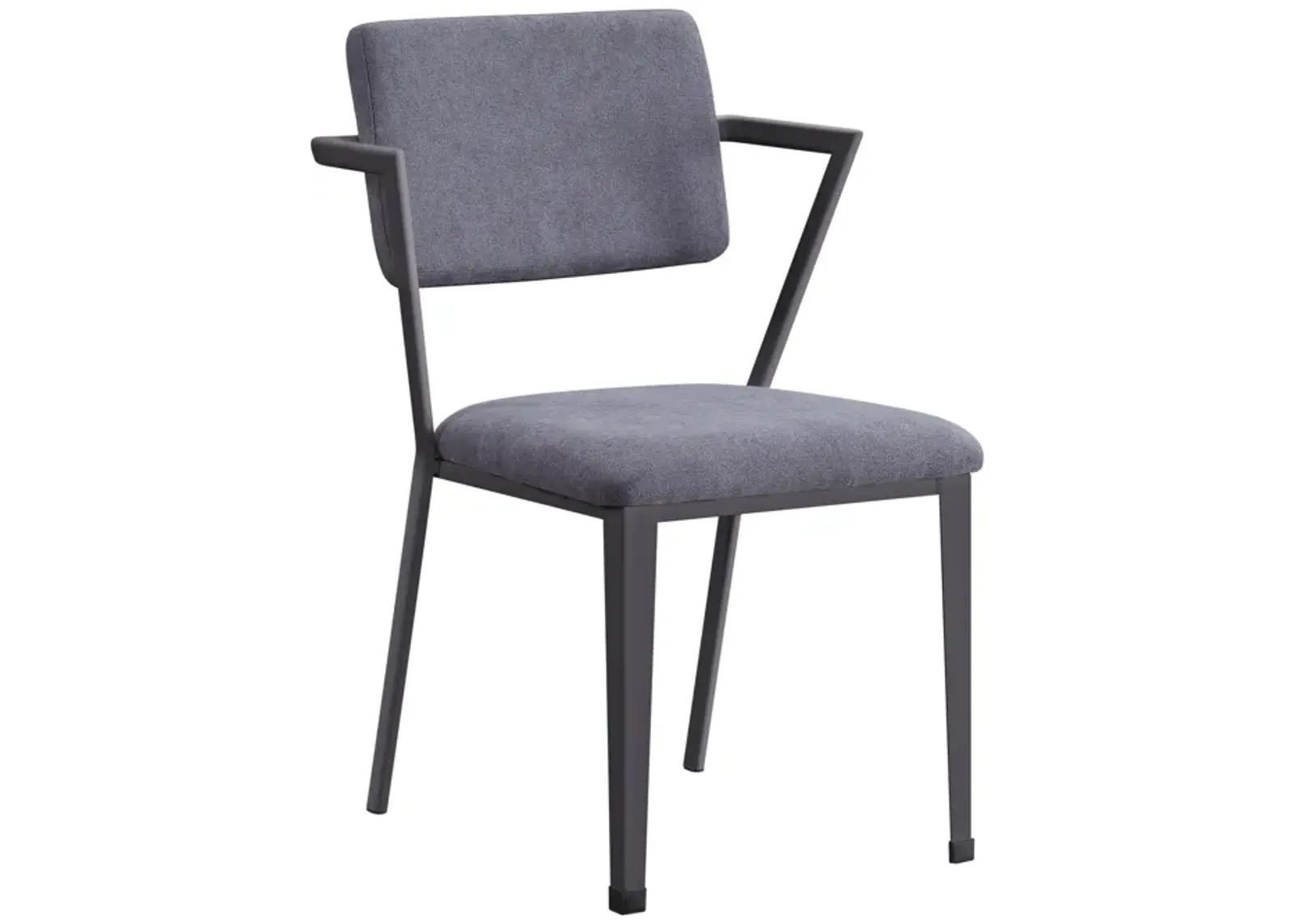 Metal Chair with Fabric Upholstered Seat and Back, Gray - Benzara