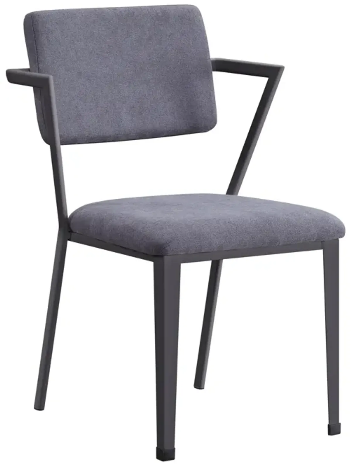 Metal Chair with Fabric Upholstered Seat and Back, Gray - Benzara