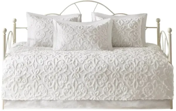 5-Piece Medallion Chenille Cotton Daybed Cover Set – French Country Vintage Style