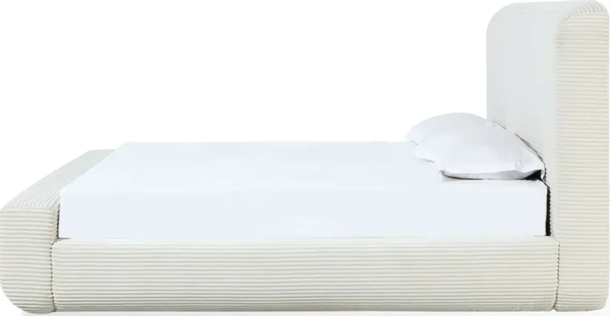 Wisteria California King-size Upholstered Platform Bed in Frosty Corduroy