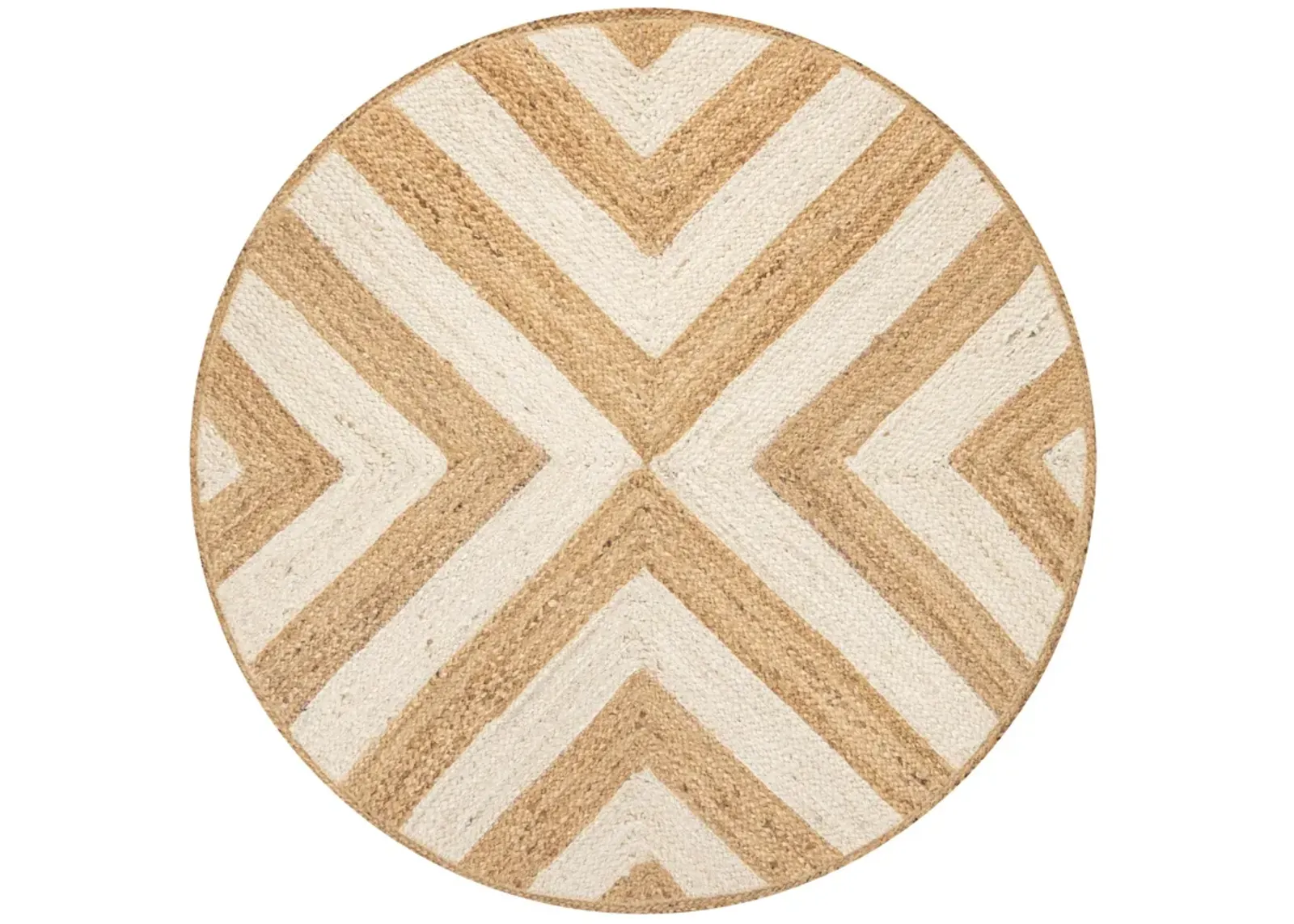 Piper Two Tone Chevron Round Jute Area Rug