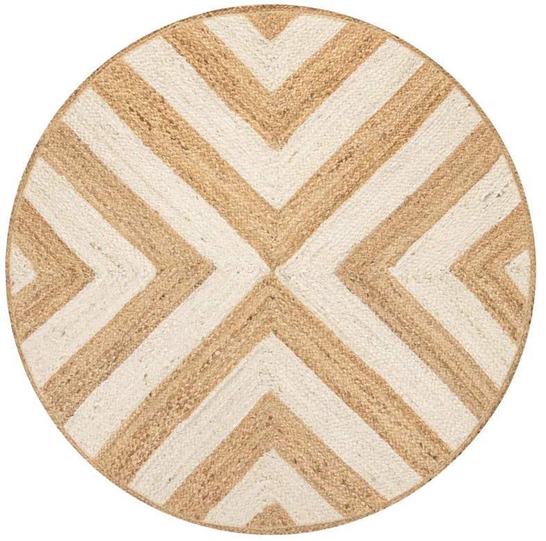 Piper Two Tone Chevron Round Jute Area Rug