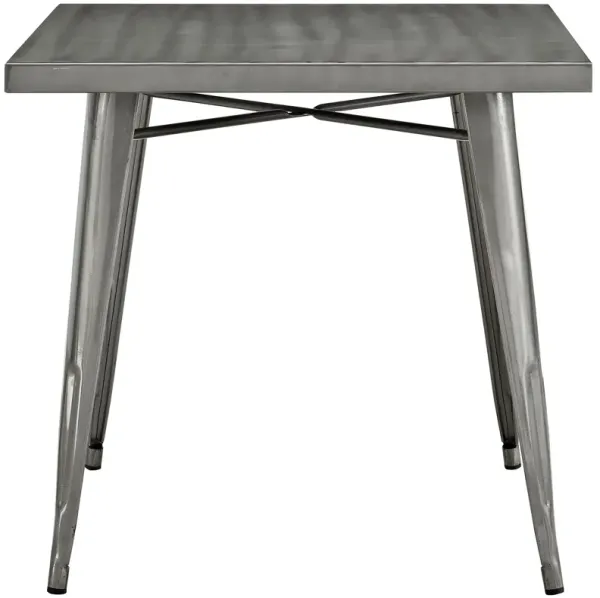 Modway - Alacrity Square Metal Dining Table Gunmetal