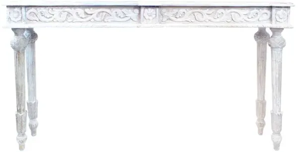 Alex Hamilton Tigard Console in Antique White with Handcarved Detailing