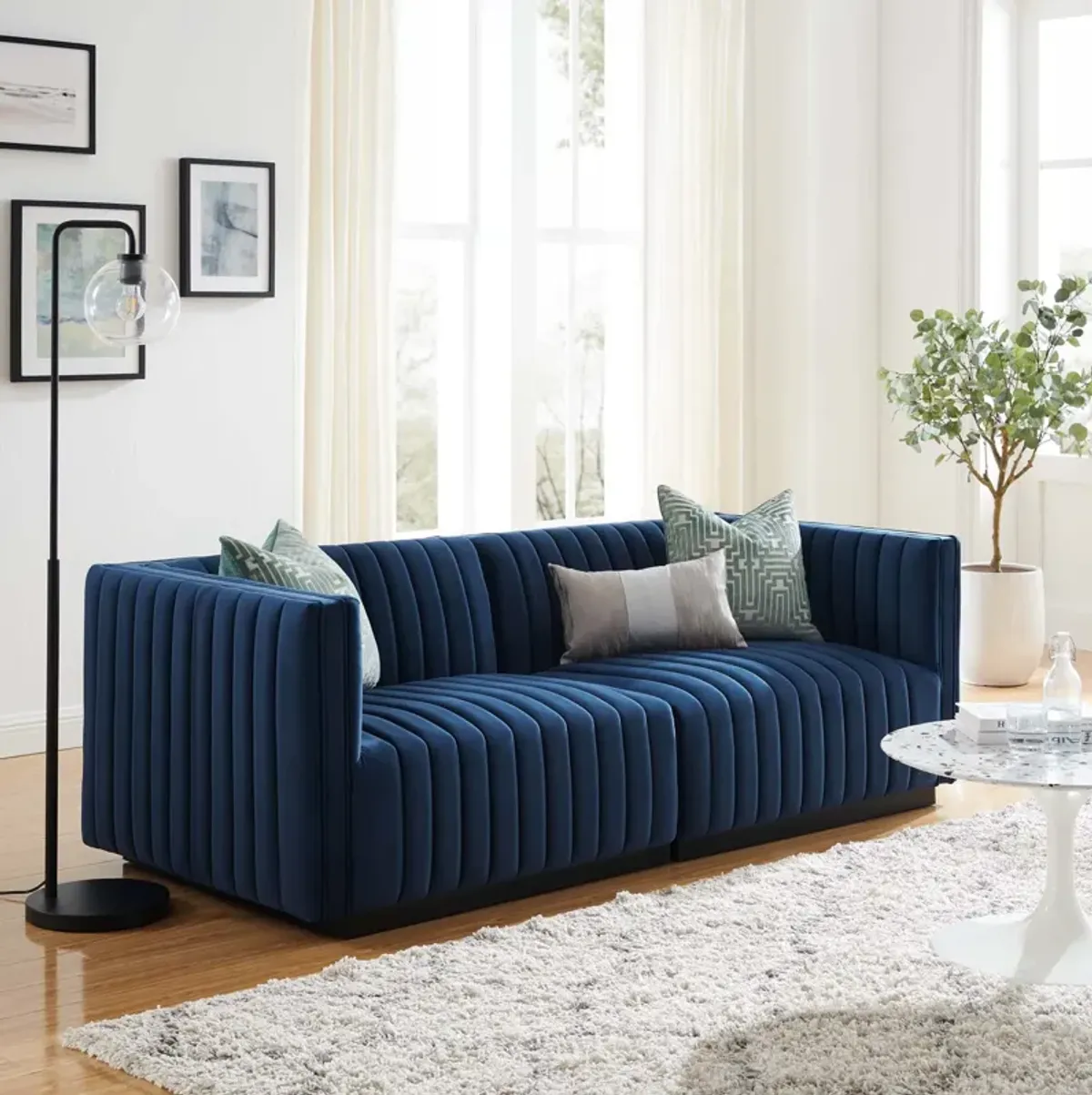 Conjure Channel Tufted Performance Velvet Loveseat