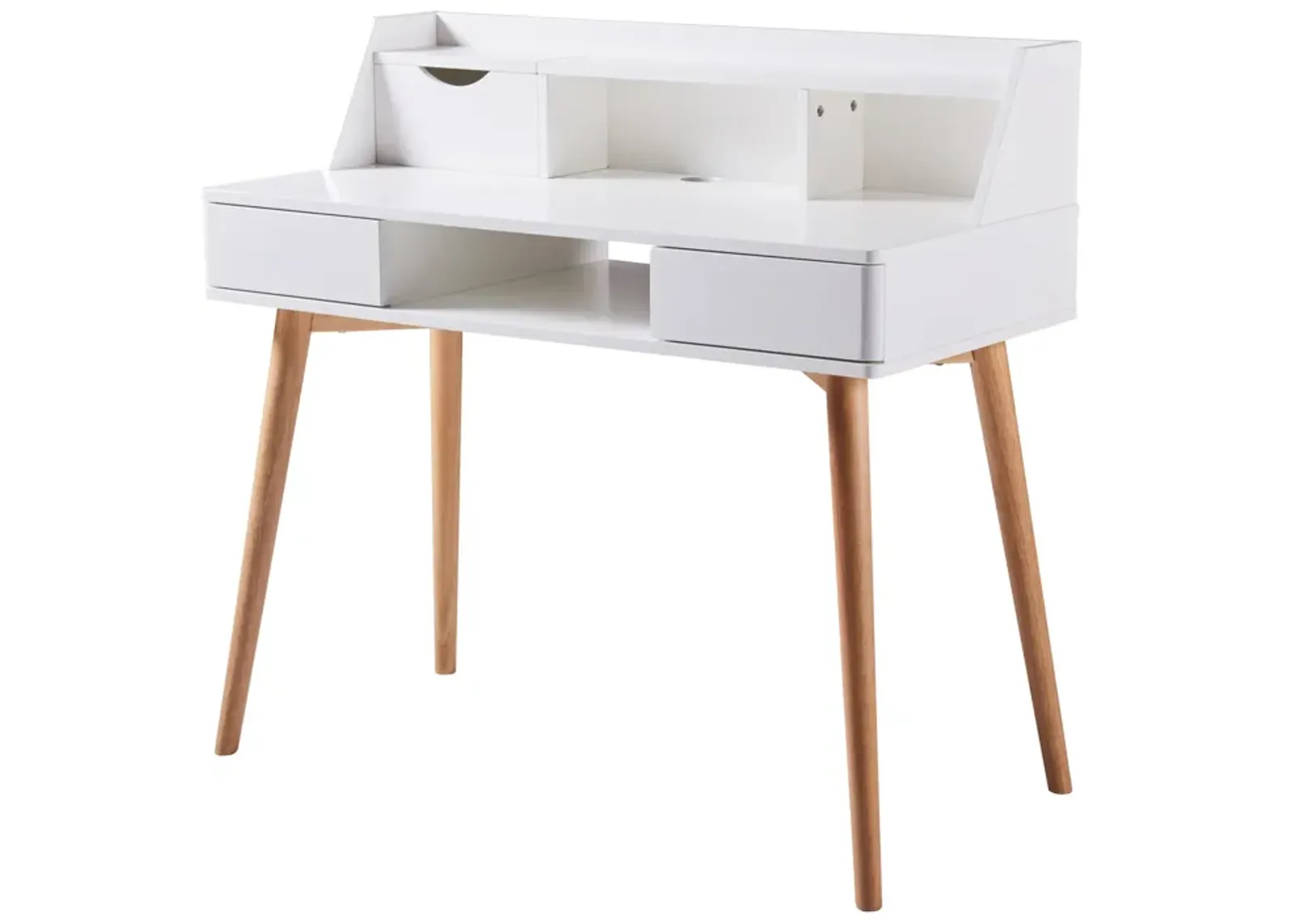 Teamson Home Creativo Wooden Writing Desk with Storage, White/Natural