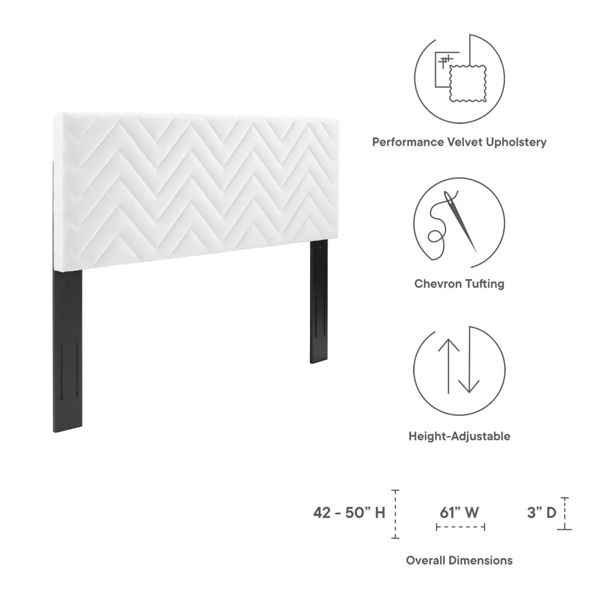 Modway - Mercy Chevron Tufted Performance Velvet Full/Queen Headboard