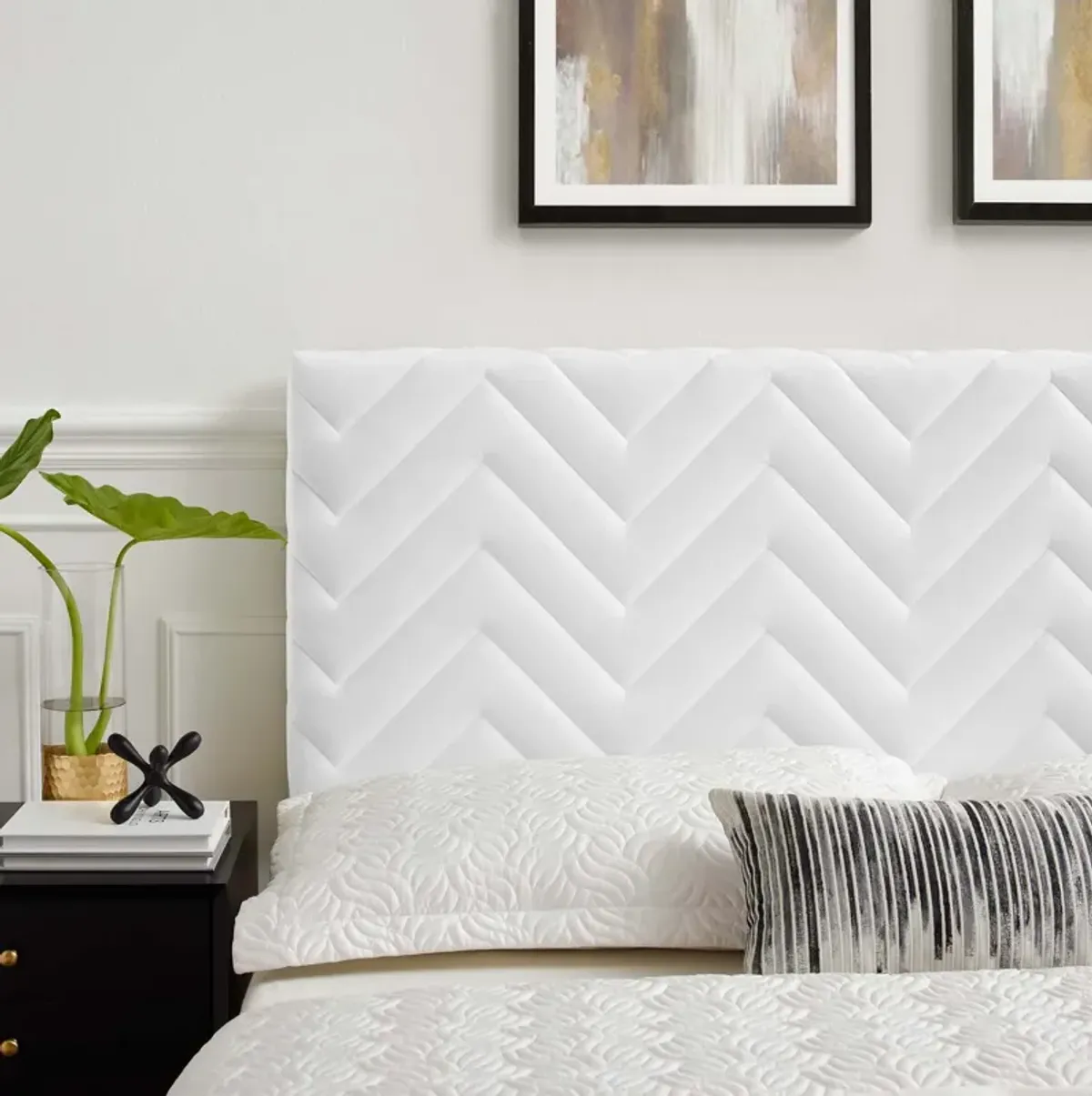 Modway - Mercy Chevron Tufted Performance Velvet Full/Queen Headboard