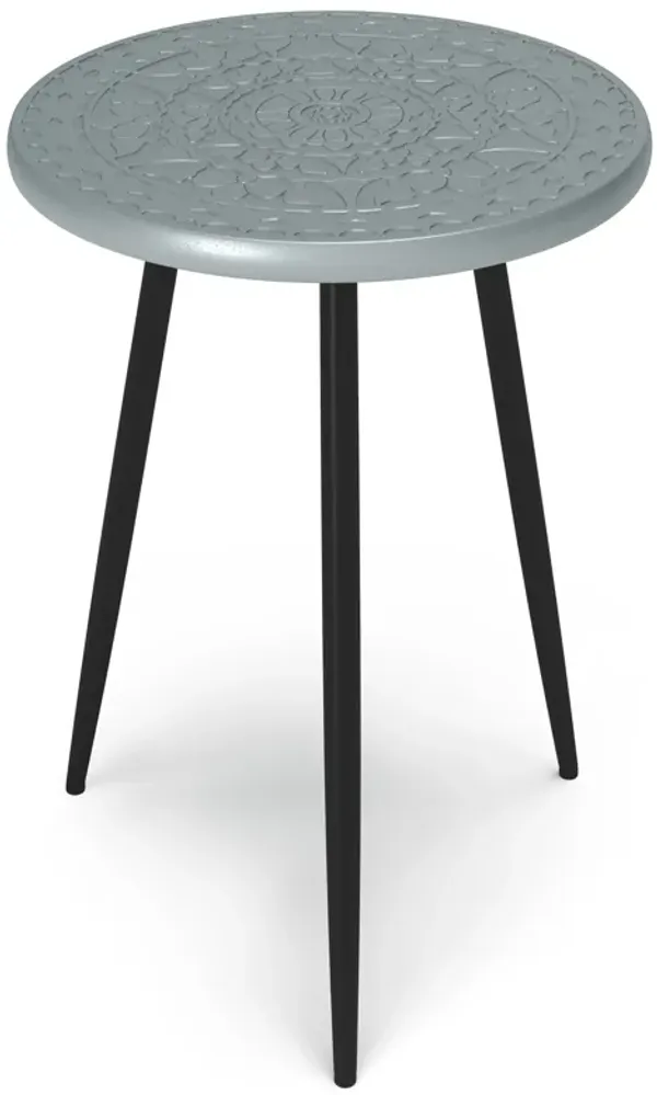 Sherbourne SOLID MANGO WOOD 17 inch Wide Round Boho Side Table in Grey