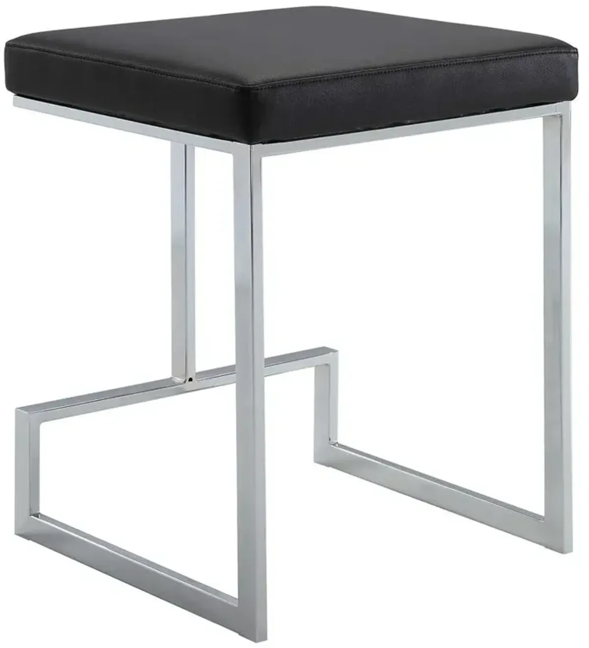 Carolina Living Kafka 24 Counter Stool - Chrome - Black Leatherette Upholstery