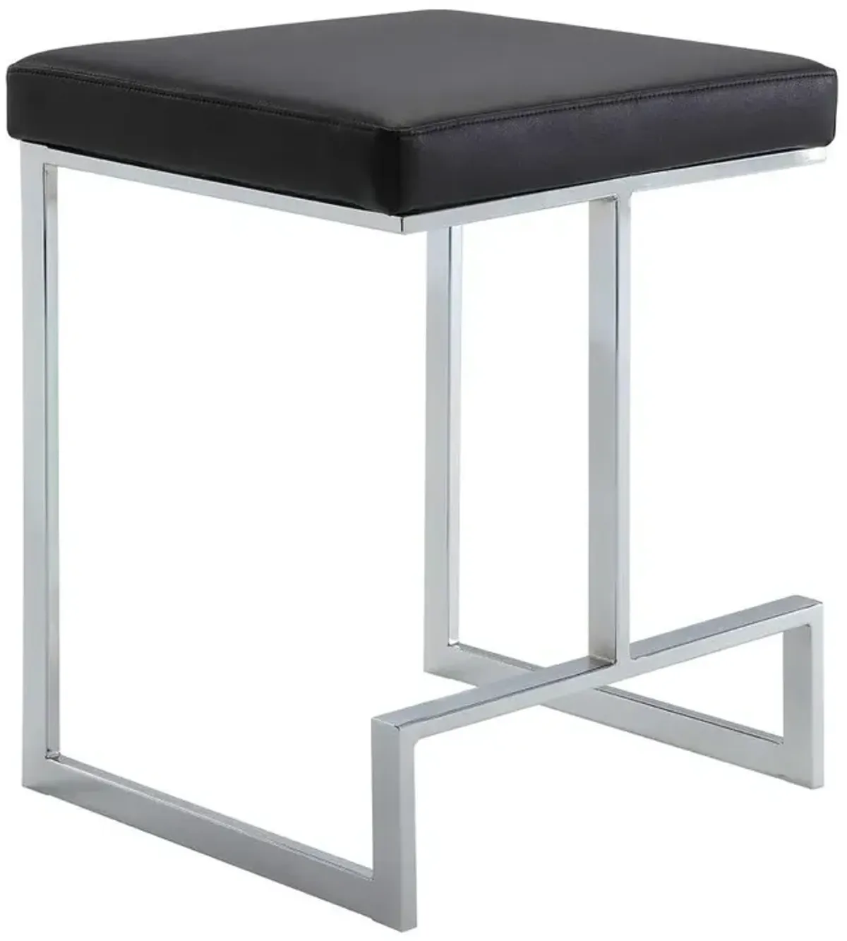 Carolina Living Kafka 24 Counter Stool - Chrome - Black Leatherette Upholstery