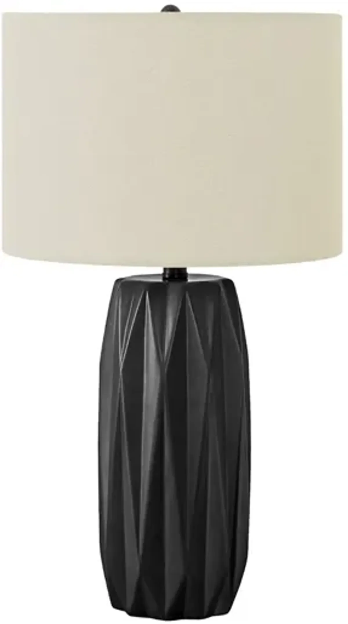 Monarch Specialties I 9620 - Lighting, 25"H, Table Lamp, Black Ceramic, Ivory / Cream Shade, Contemporary