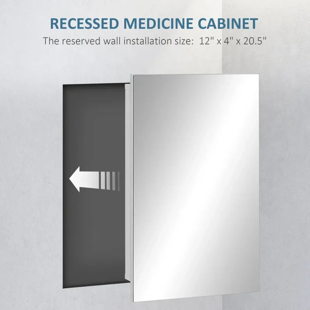 White Bathroom Storage: Recessed Medicine Cabinet with Mirror & Shelves