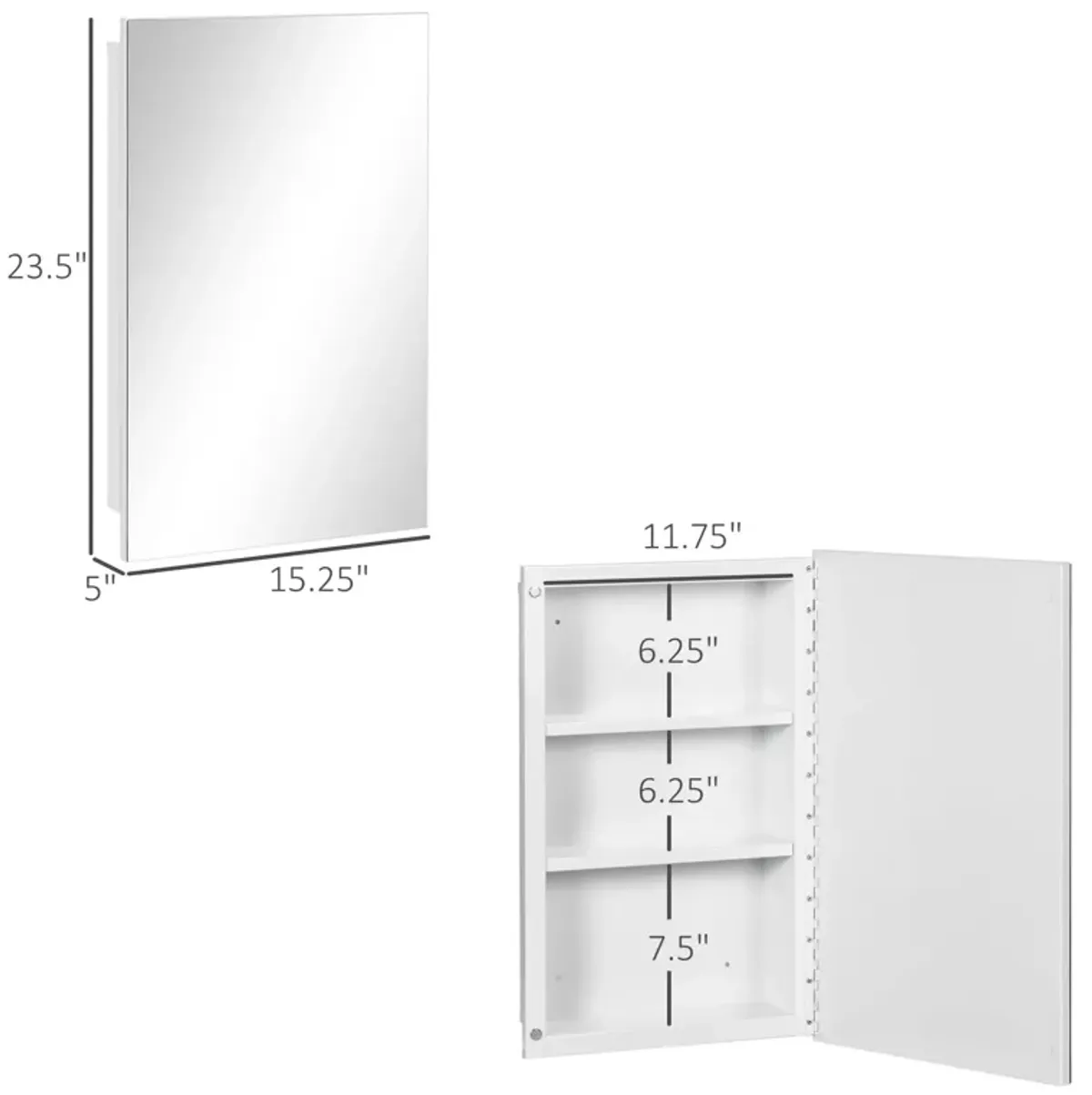 White Bathroom Storage: Recessed Medicine Cabinet with Mirror & Shelves