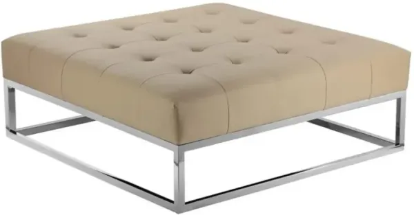 Pangea Home Pippa Ottoman Faux Leather Sand