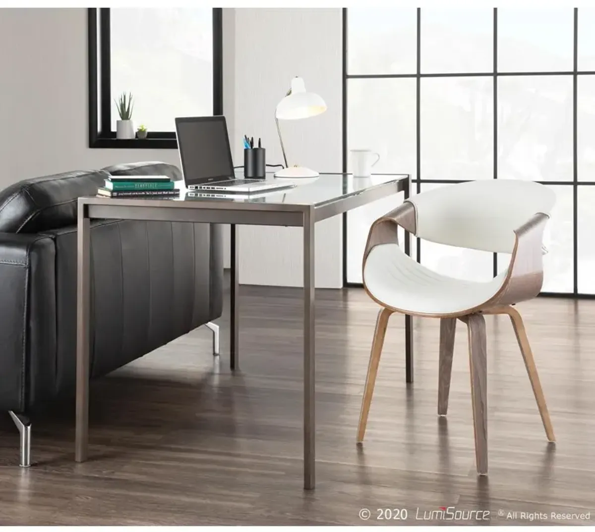 LumiSource Light Grey Wood, White Pu Symphony Chair