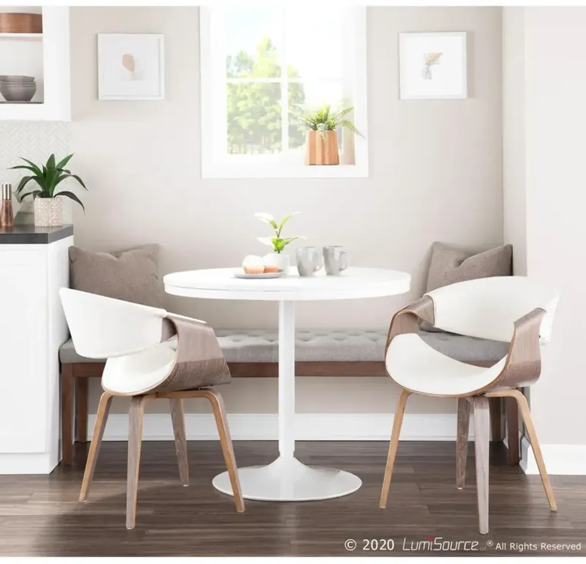 LumiSource Light Grey Wood, White Pu Symphony Chair