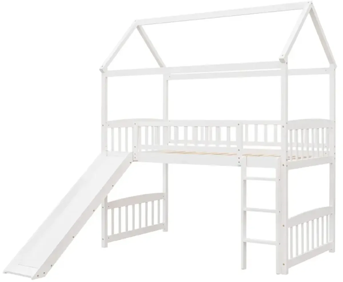 Twin Loft Bed With Slide, House Bed With Slide