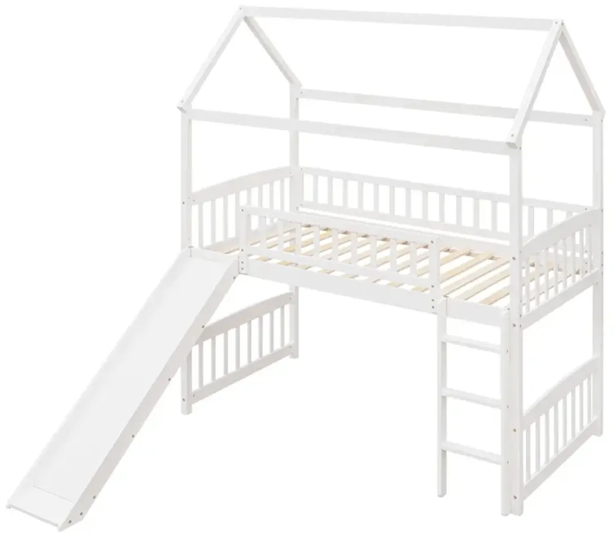 Twin Loft Bed With Slide, House Bed With Slide