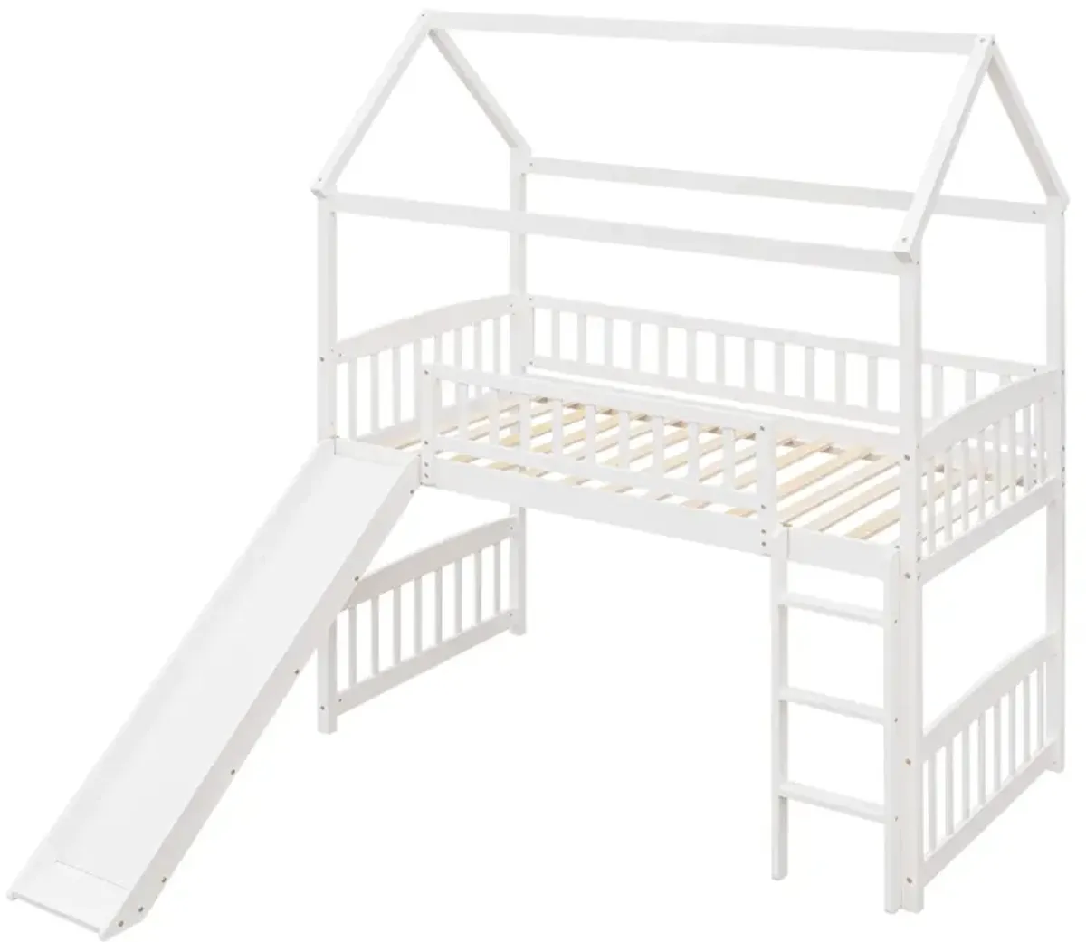 Twin Loft Bed With Slide, House Bed With Slide