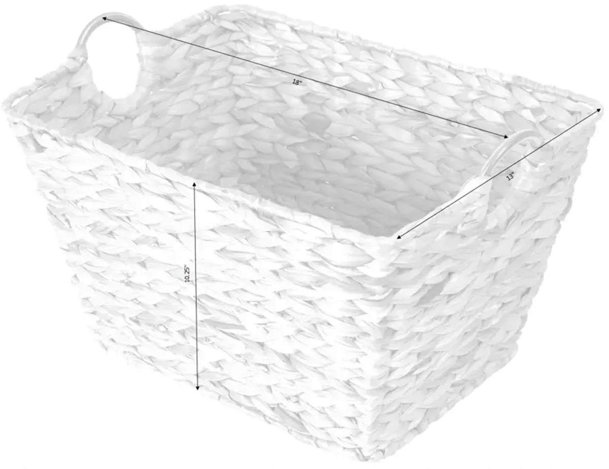 Large Square Water Hyacinth Wicker Laundry Basket